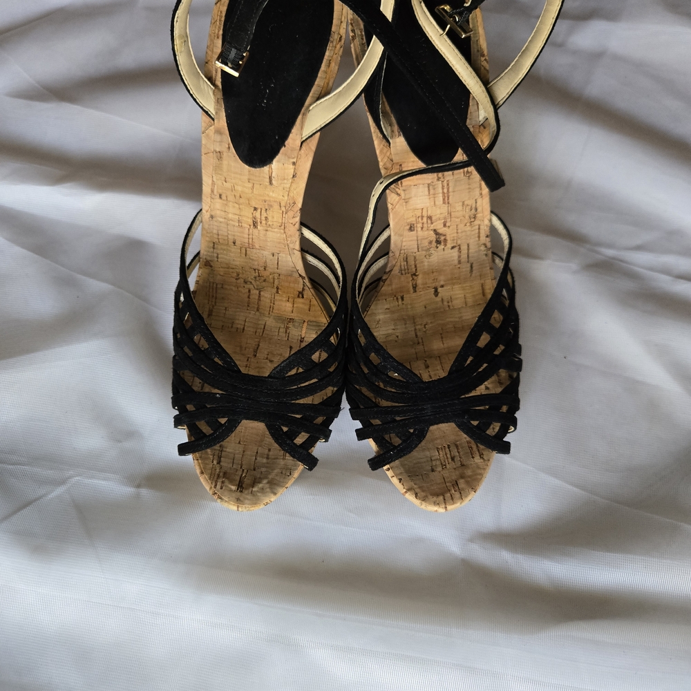 Calvin Klein Collection Black Stiletto Heels with Strappy Design
